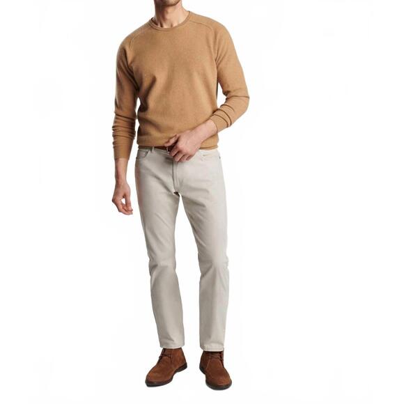 NEW PETER MILLAR artisan crafted cashmere flex crew sweater in tawny
